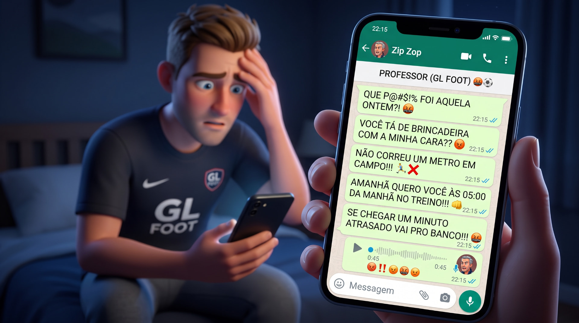 Jogador recebendo cobranças no ZipZop